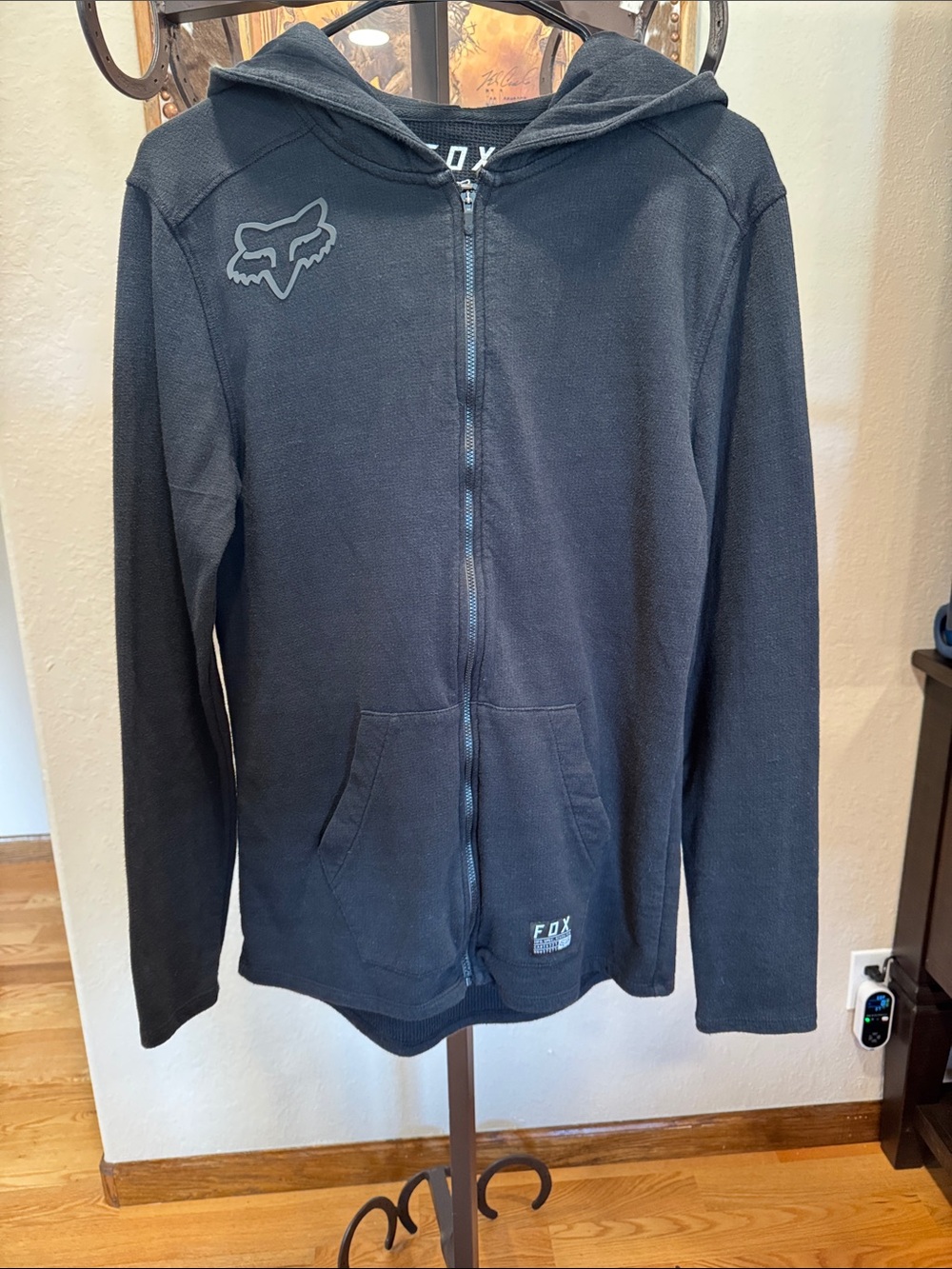 Fox Black Full-Zip Hooded Sweatshirt with Fox Head Logo